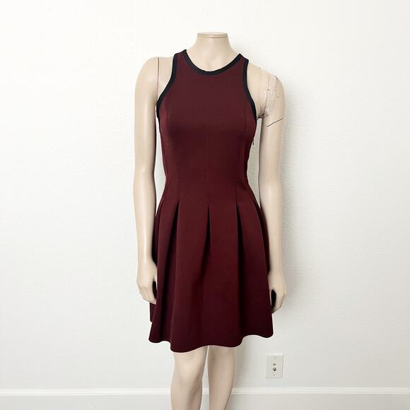 [T Alexander Wang] Maroon Racerback Neoprene Fit and Flare Mini Dress Sz Large L - Picture 2 of 10
